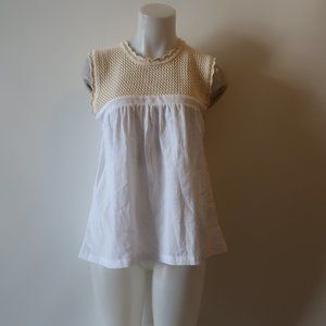 Womens Sunny Cream White Crochet Mixed Media Sleeveless Top 0 * COLOR: WHITE, CR